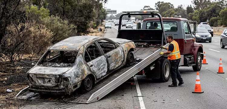 Fire-Damaged Wrecked Car Removal in Baltimore